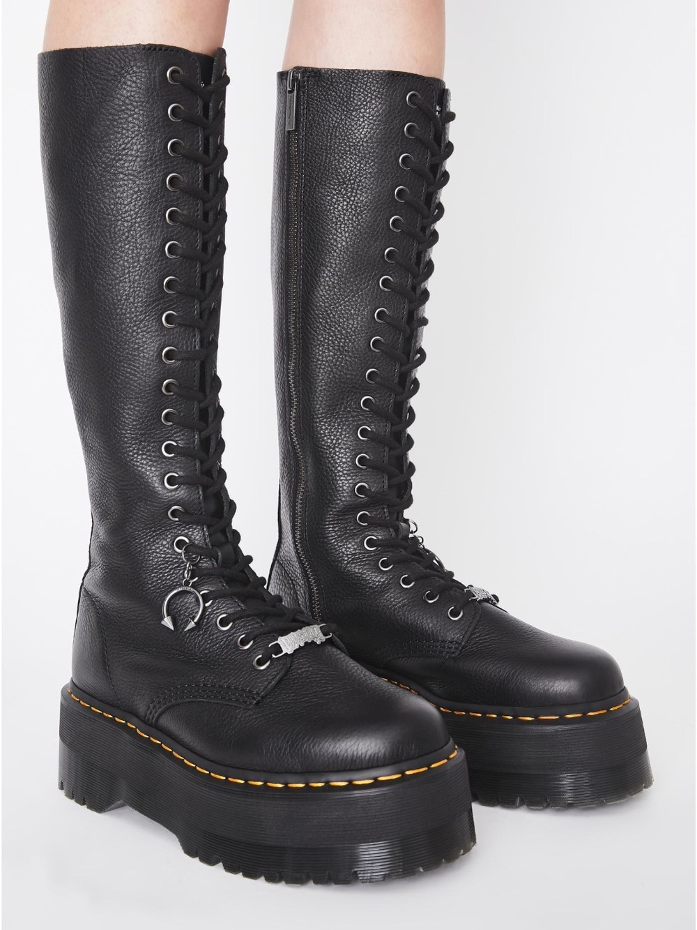 Dr. Martens x Dolls Kill Black Knee-High Platform Lace-Up Boots